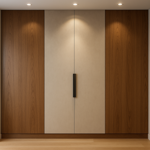 جدار خشب فاتح مع لوح مركزي