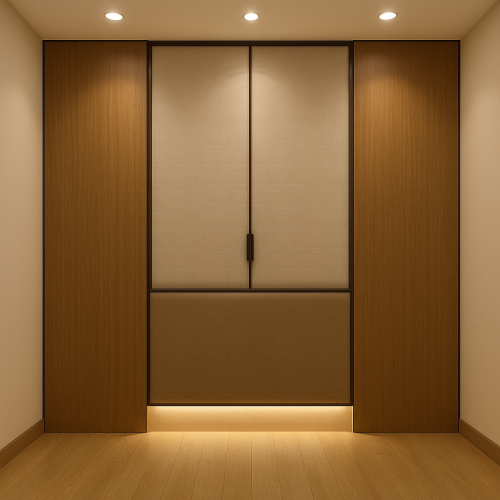 جدار خشب مع لوح قماش مضاء