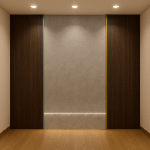 جدار خشب داكن مع لوح رخامي فاتح