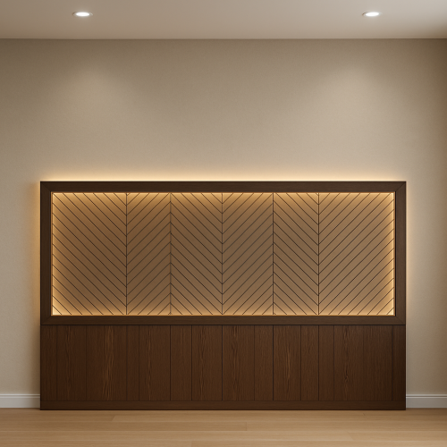 جدار خشب زخرفي مع قاعدة سفلية