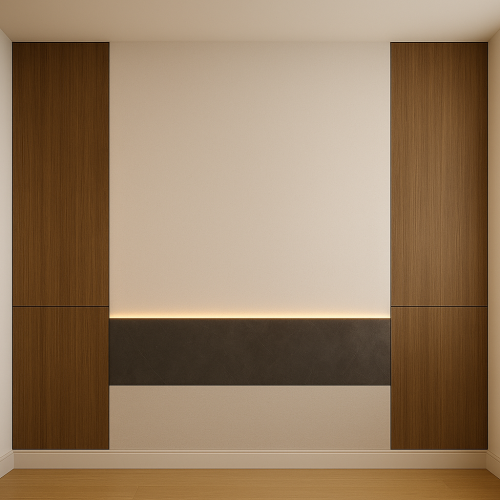 جدار خشب مع شريط داكن مضاء