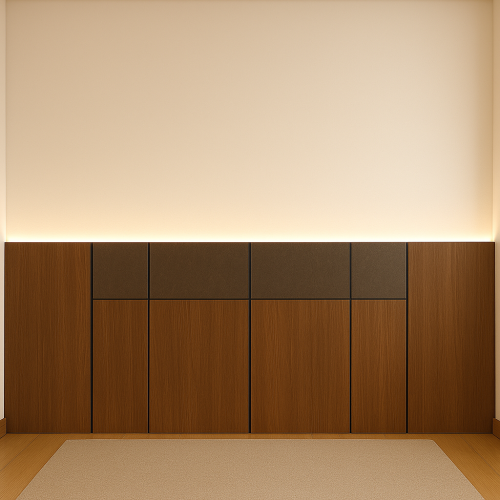 جدار خشب مع تقسيمات هندسية