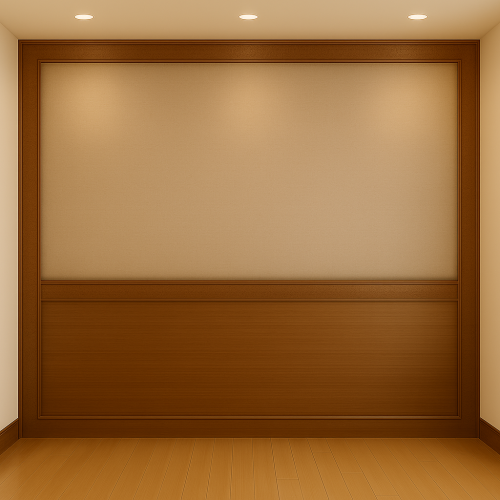 لوح جداري خشب مع قماش بلون بيج وإطار بارز