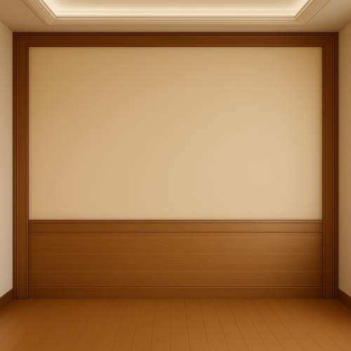 لوح جداري بيج فاتح بإطار خشبي كلاسيكي