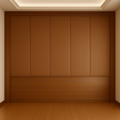 لوح جداري مبطن بلون بني داكن مع إطار خشبي