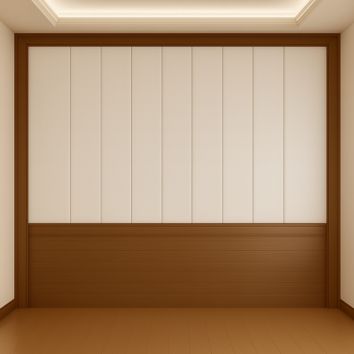 لوح جداري مبطن بخطوط طولية مع إطار خشبي أنيق